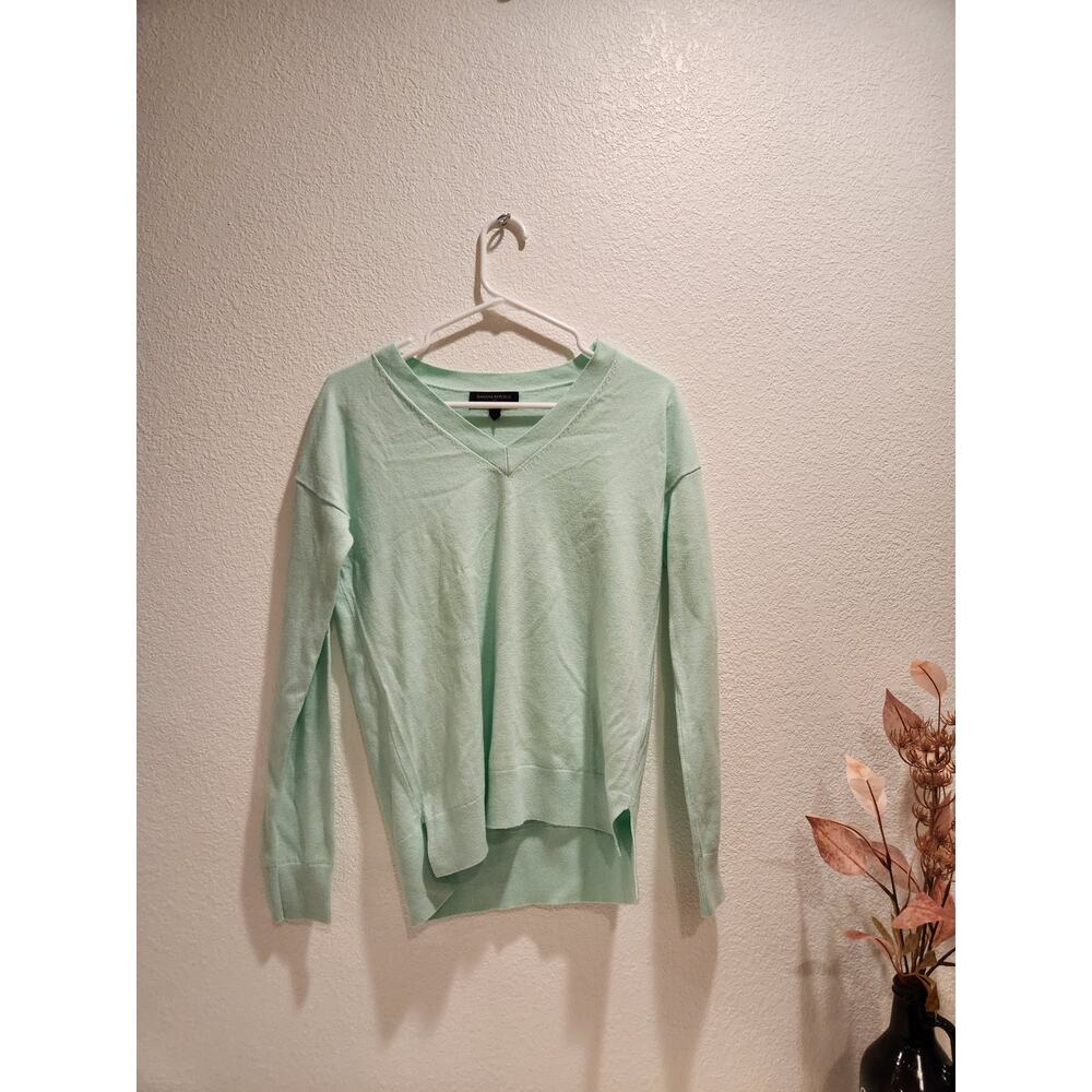 Banana Republic Luxe Yarn Cashmere‎ Blend Sweater XS Mint Green Soft Lightweight